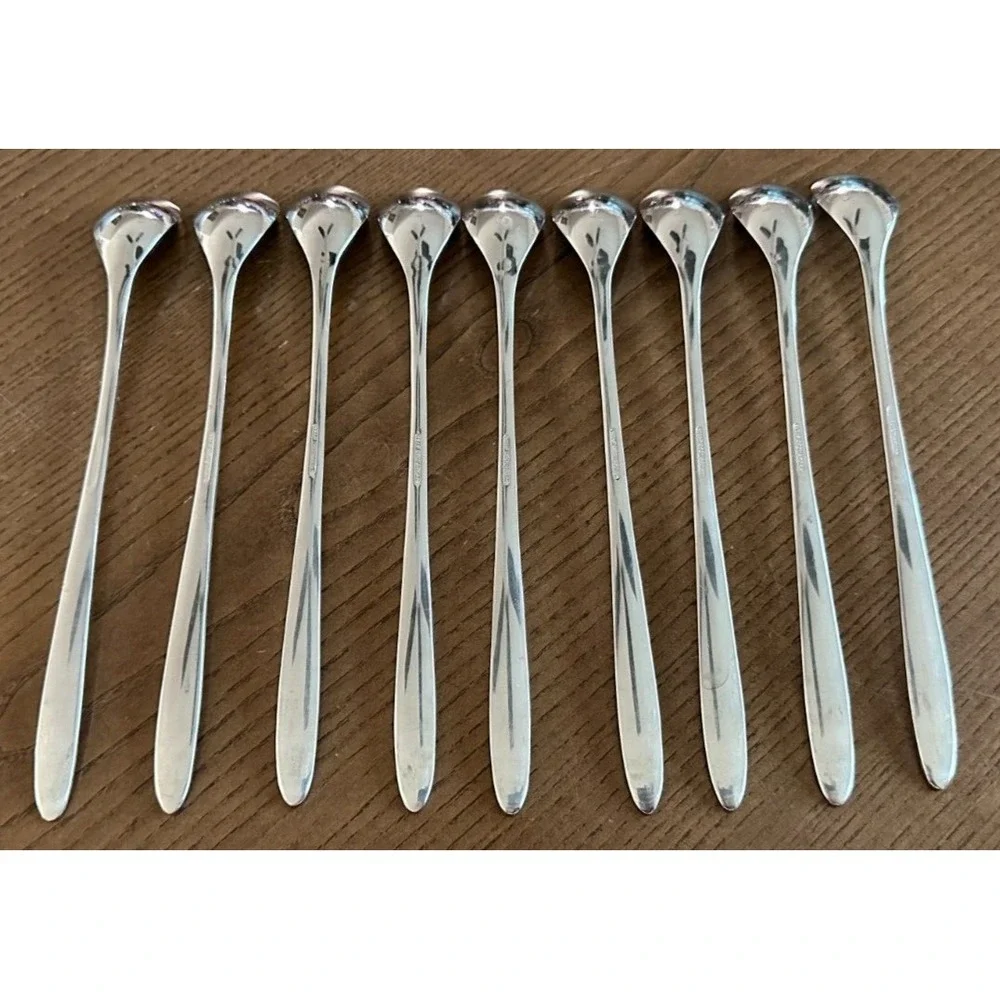 Set of 9 WMF Cromargan Germany Stainless Laurel‎ Iced Tea Spoons 8 1/2''